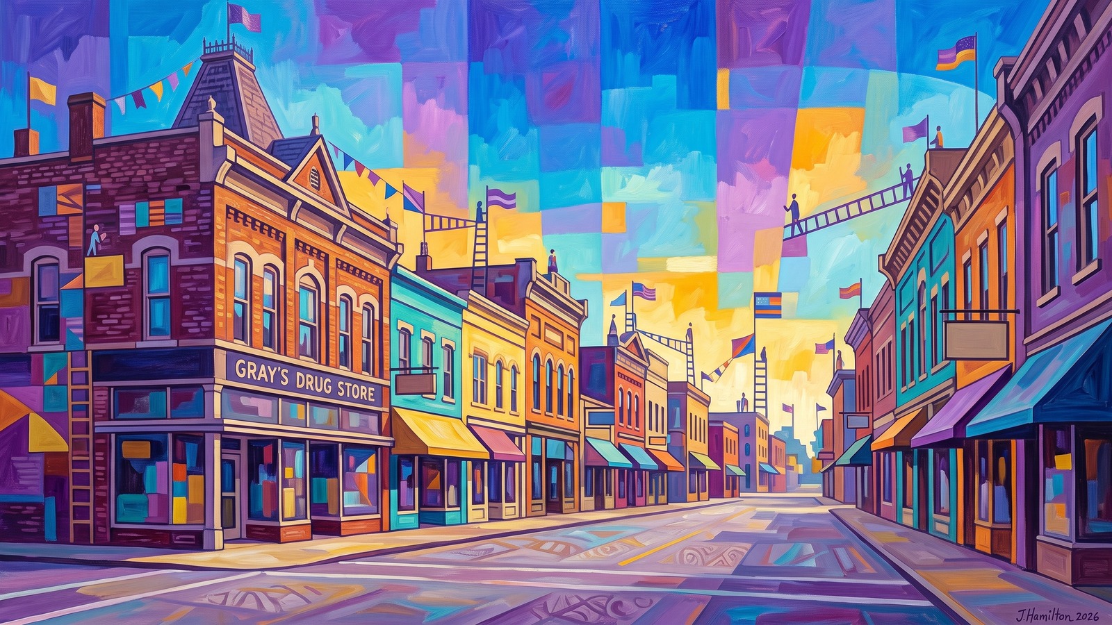 Painted city portrait of Franklin