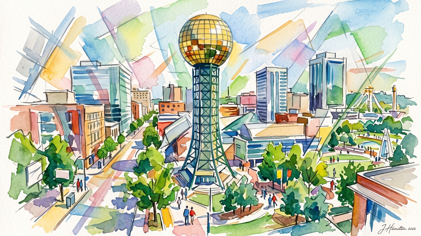 Painted city portrait of Knoxville