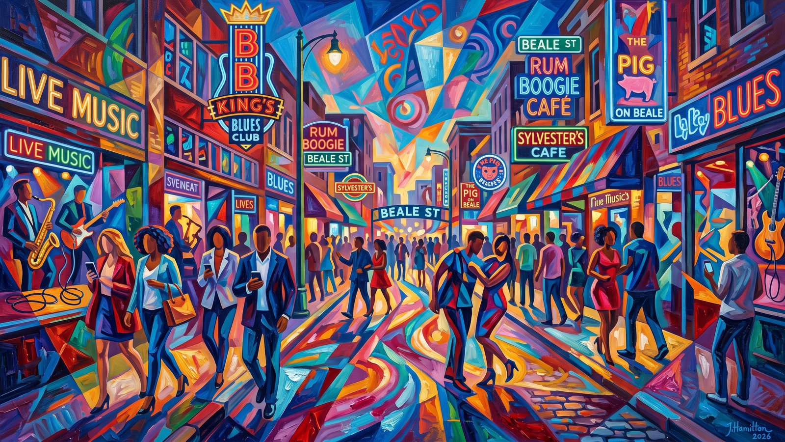 Painted city portrait of Memphis