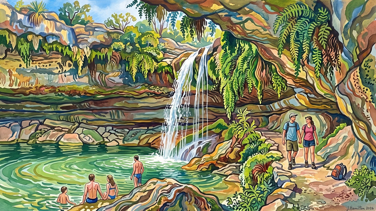 Painted city portrait of Dripping Springs