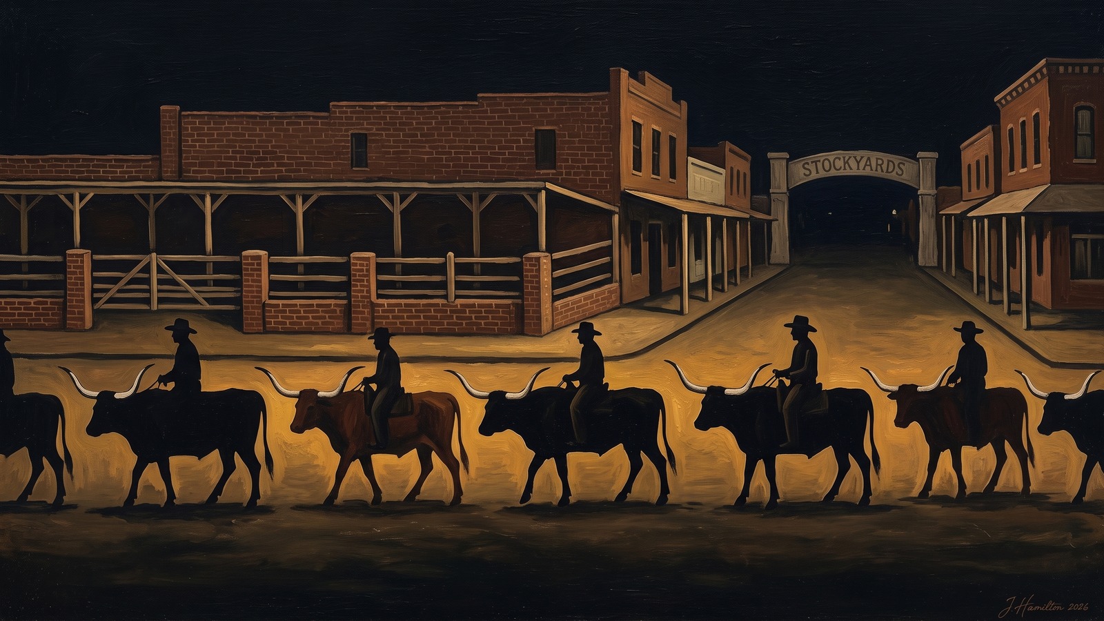 Painted city portrait of Fort Worth
