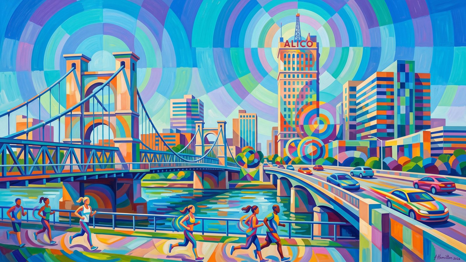 Painted city portrait of Waco