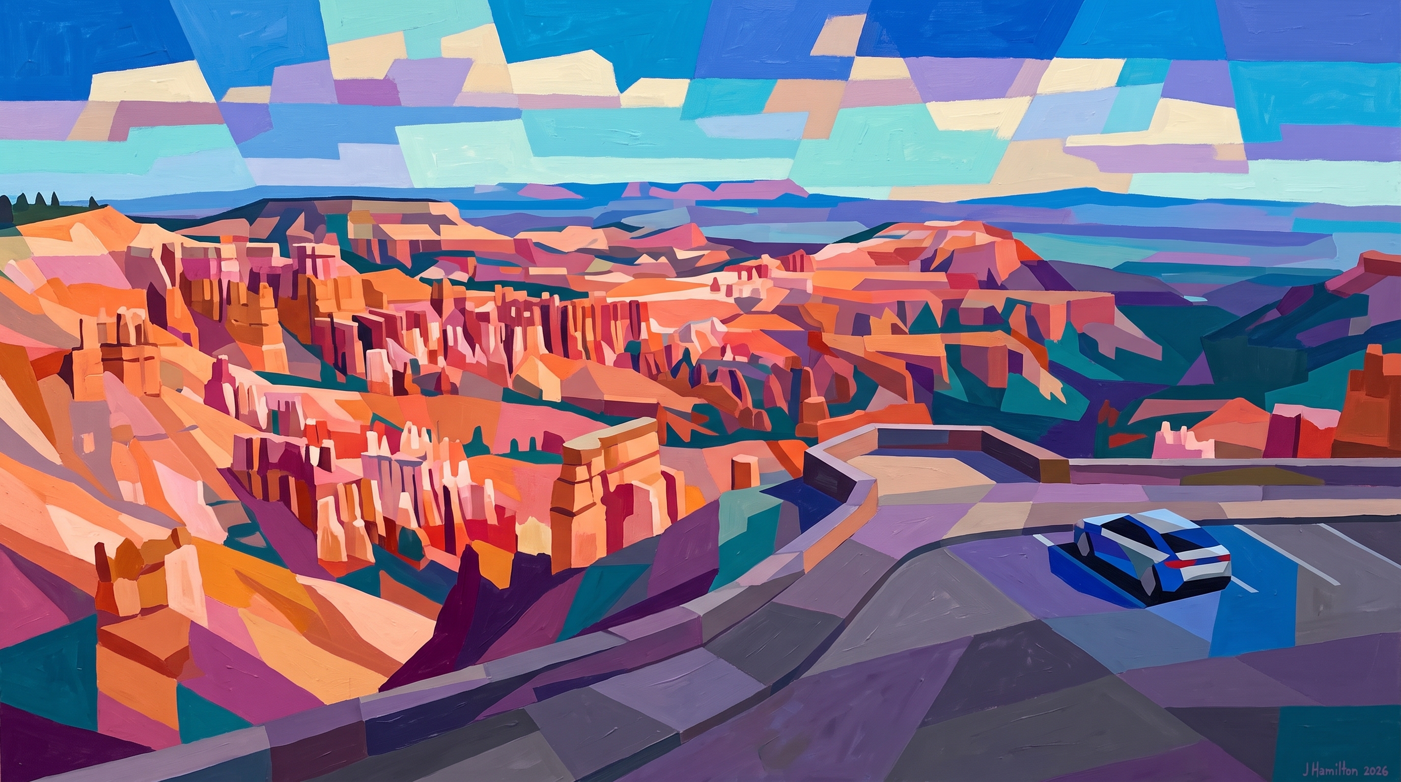 Painted city portrait of Bryce Canyon City