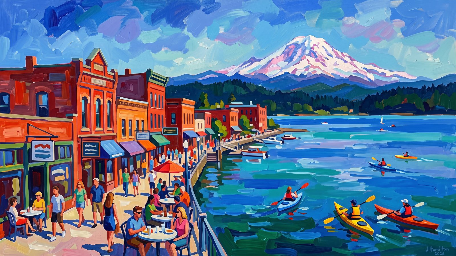 Painted city portrait of Bellingham