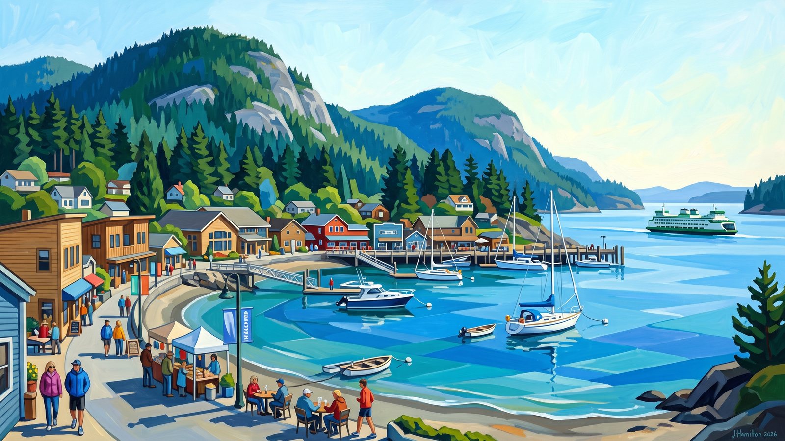 Painted city portrait of Eastsound