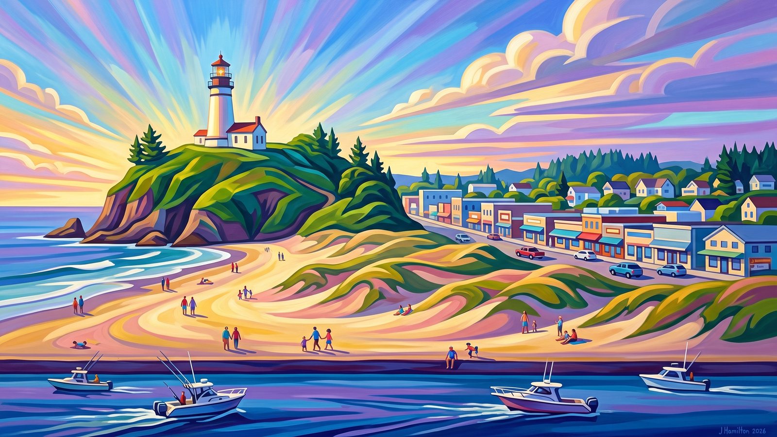 Painted city portrait of Long Beach